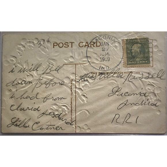 Lot Of Four Vintage Antique Embossed Postcards Flowers - Picture 6 of 9